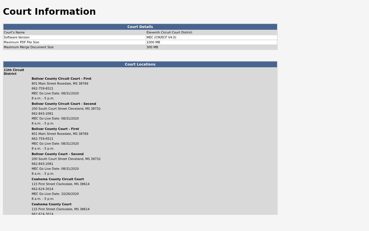 Official MEC profile for Quitman County Circuit Court