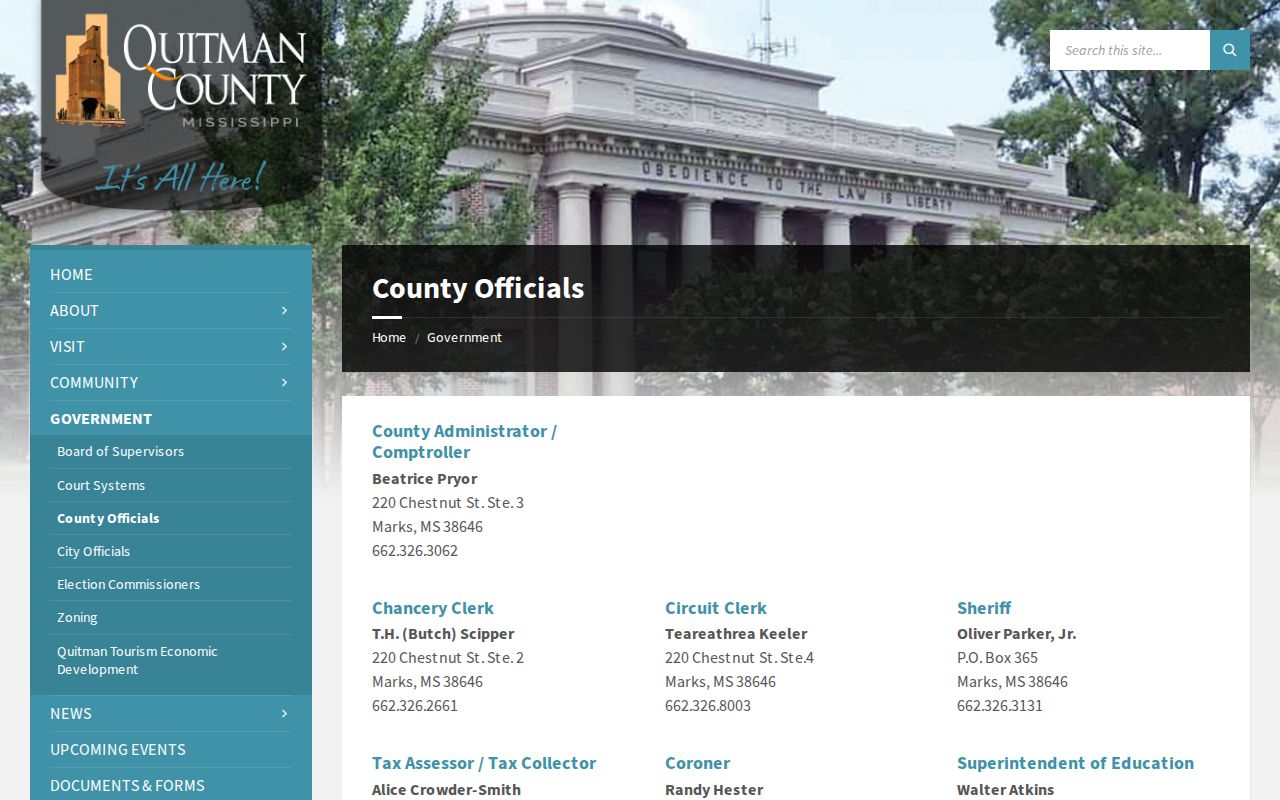 Official Quitman County sheriff contact page